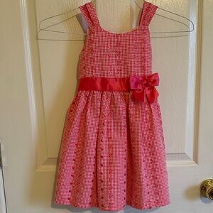 Bonnie Jean Pink Gingham Dress with Ribbon